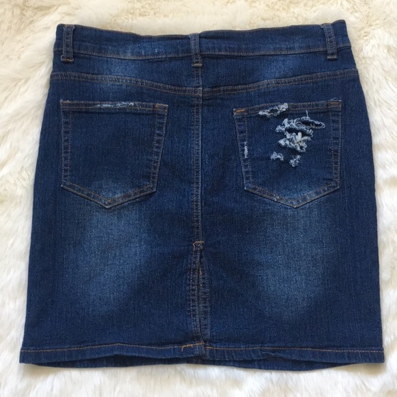 AQ Distressed Denim Skirt - Picture 5 of 7